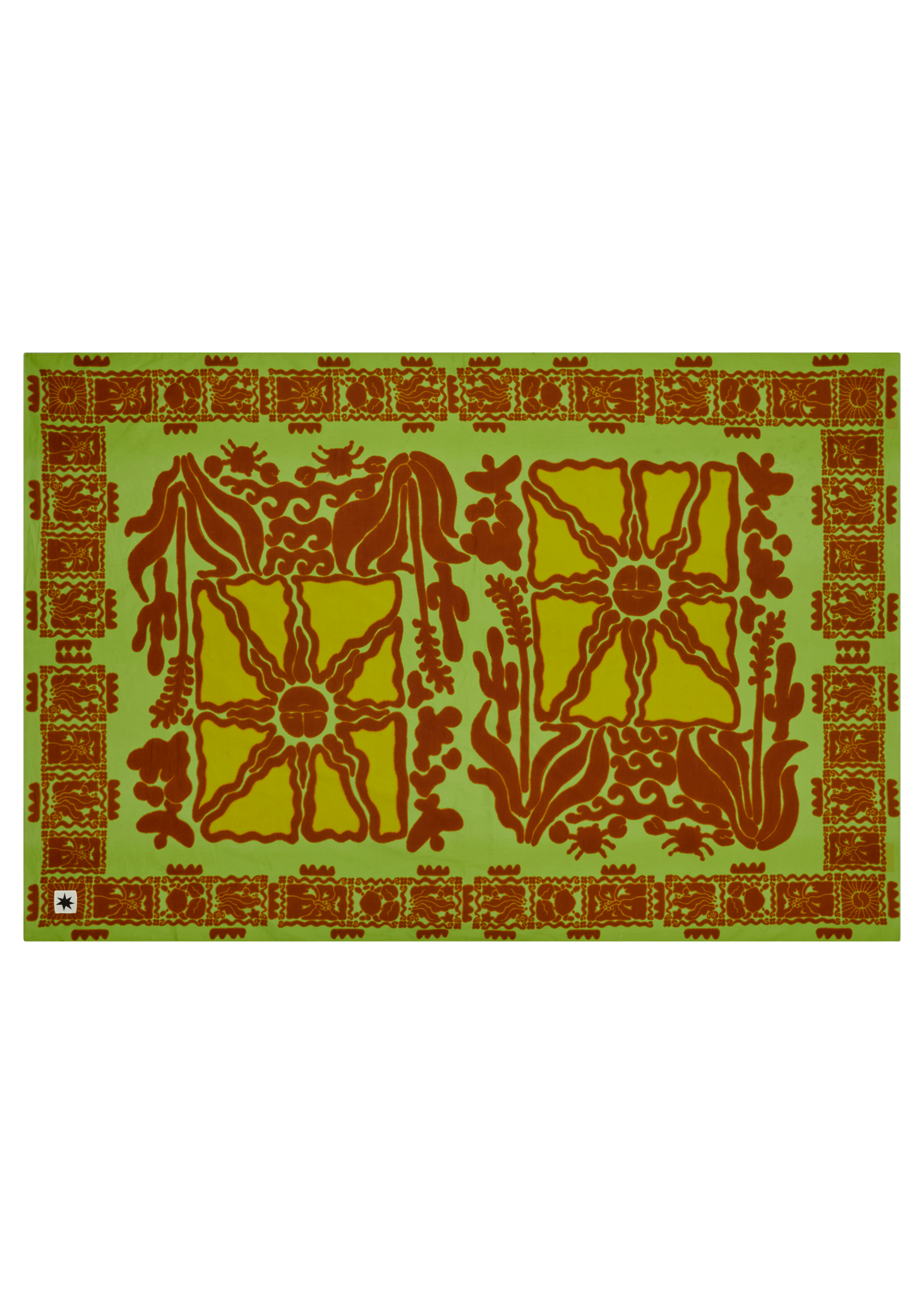 Green and brown sun crab sarong