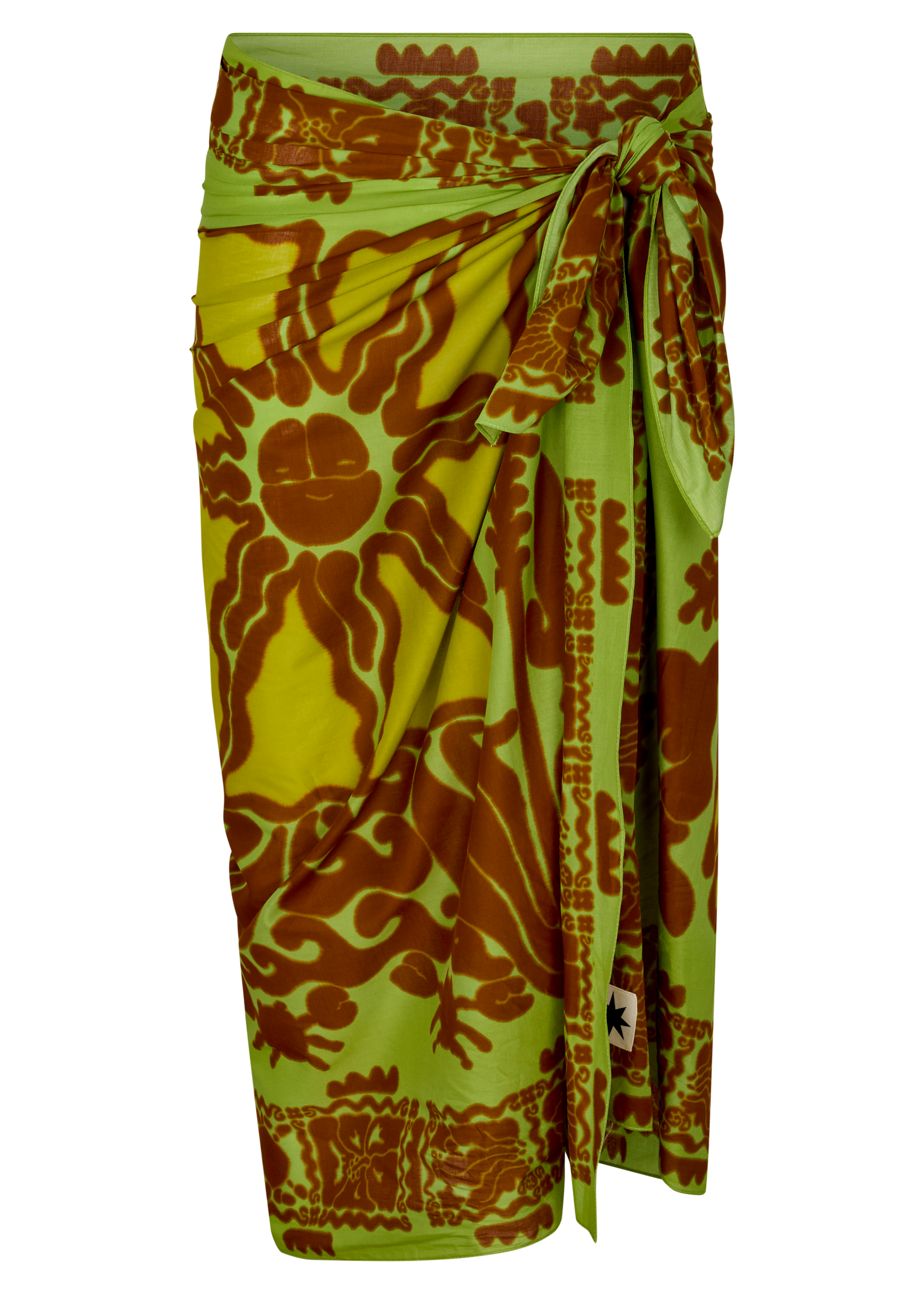 Green and brown patterned sun crab sarong.