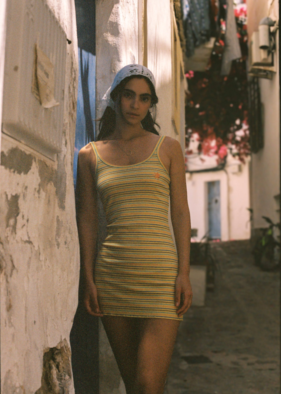 LEMON STRIPER MINI DRESS