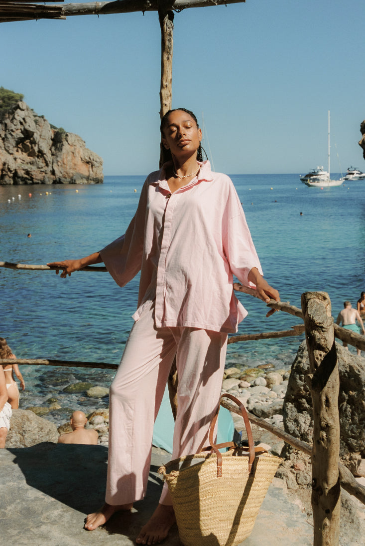Lieze pink oversized top and pants matching set.