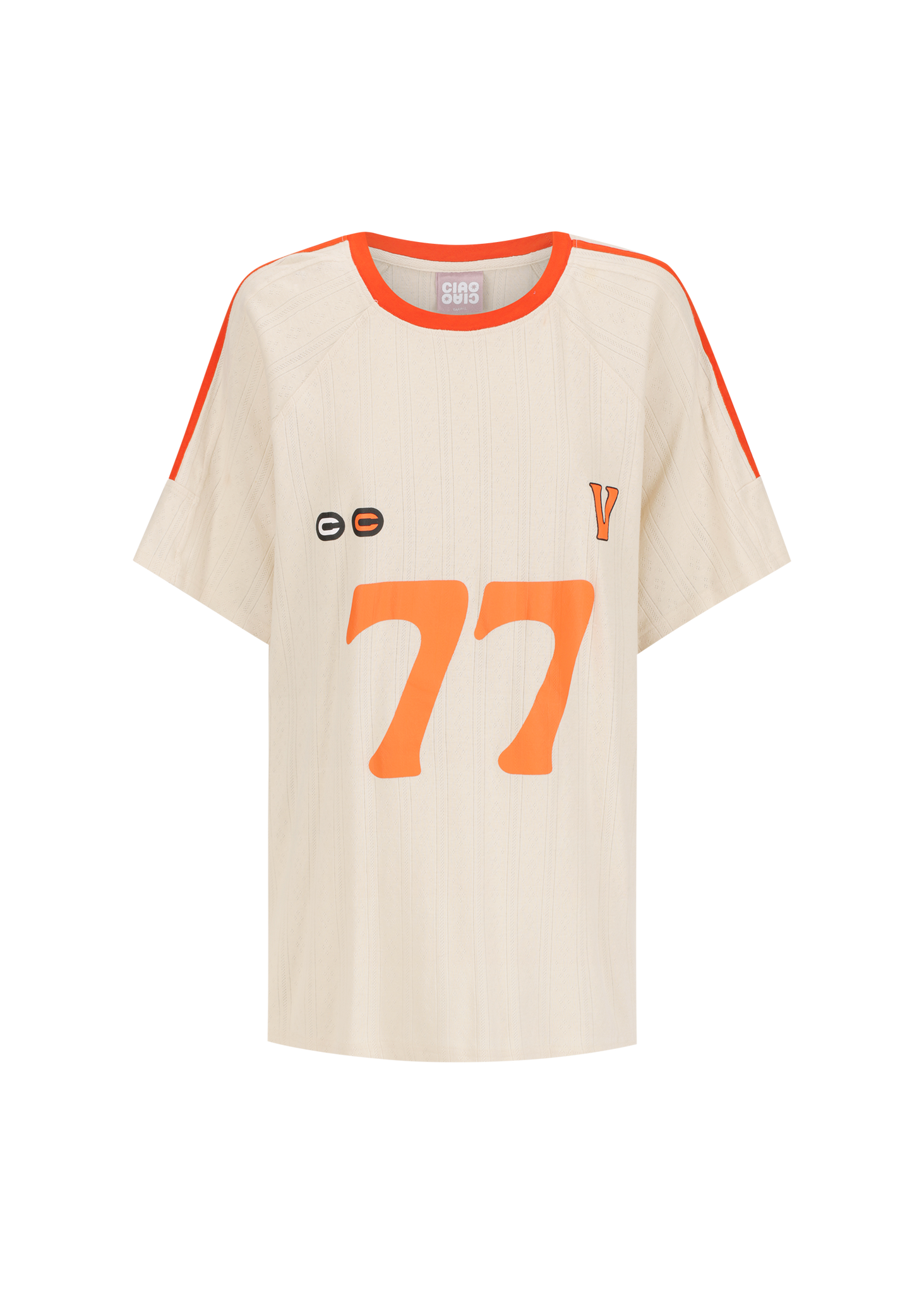 Oversized orange and beige racer t-shirt 