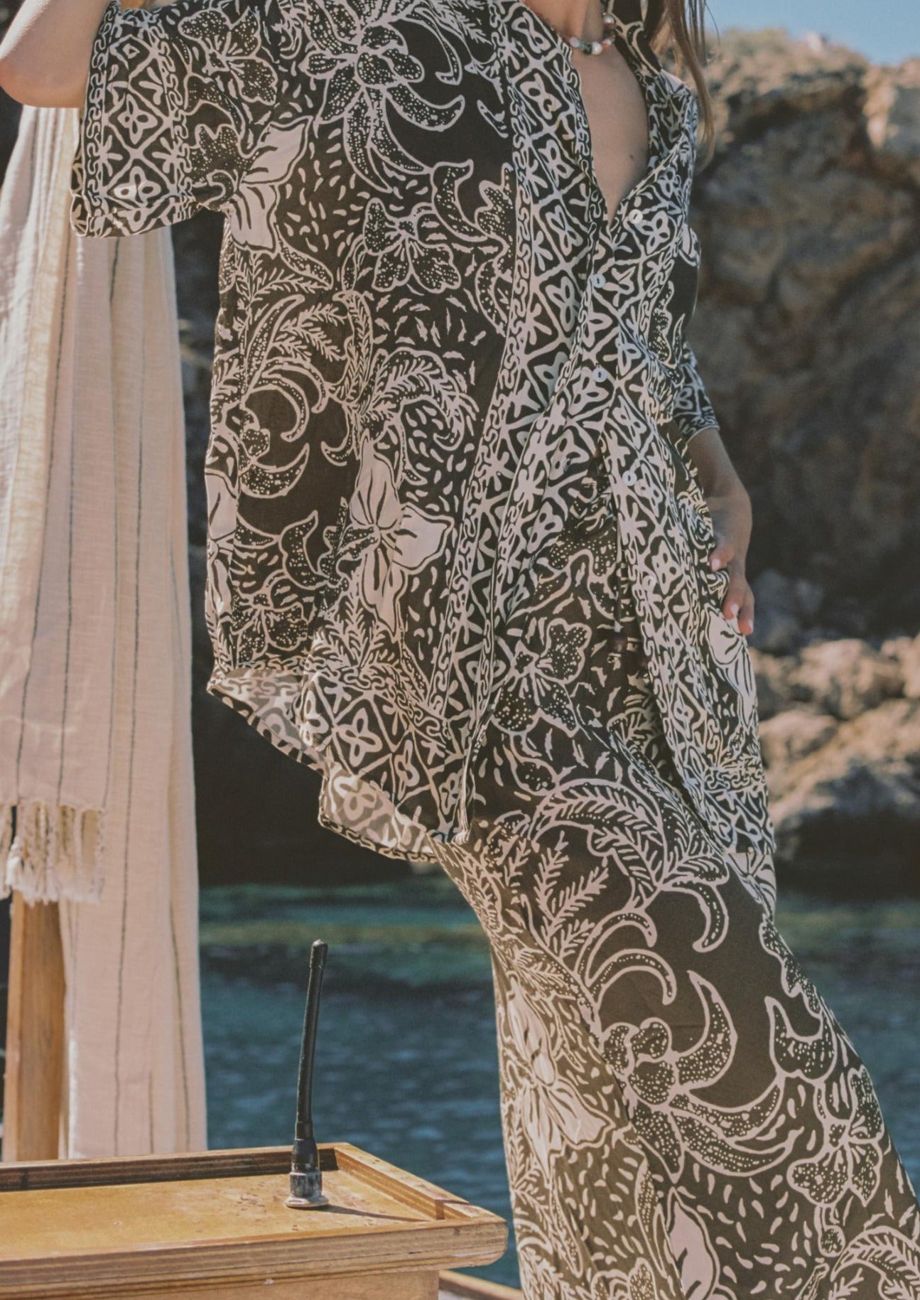 white and green tropical matching set.